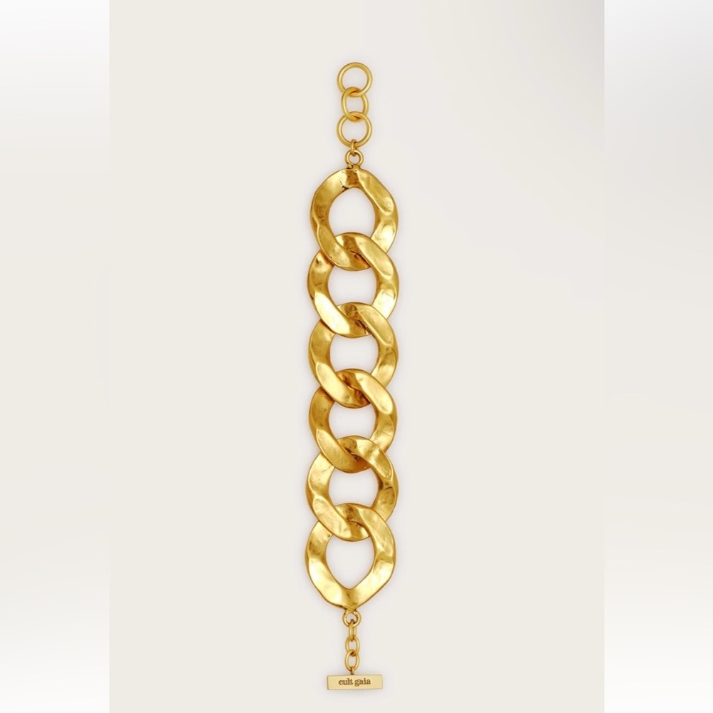 Cult Gaia Dulce Hammered Metal Gold Chain Bracelet $298 MSRP New In Box - Picture 3 of 6
